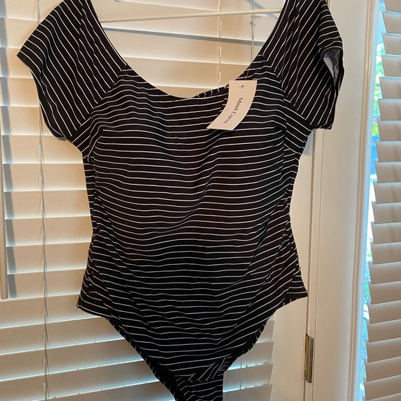 Striped Scoop Neck One Piece Body/Swim Suit - Picture 2 of 4